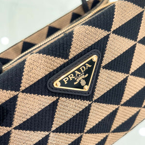 Prada 1BA368 From The Runway Small embroidered fabric Prada Symbole bag Black and Beige - Default Title - View 5