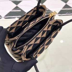 Prada 1BA368 From The Runway Small embroidered fabric Prada Symbole bag Black and Beige - Default Title - View 8