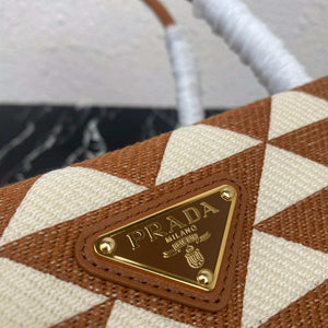 Prada 1BA368 From The Runway Small embroidered fabric Prada Symbole bag Beige and Orange - Default Title - View 7