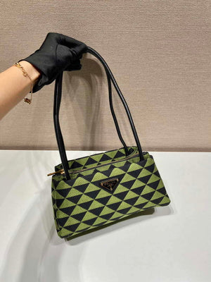 Prada 1BA368 From The Runway Small embroidered fabric Prada Symbole bag Black Ivy Green - Default Title - View 2