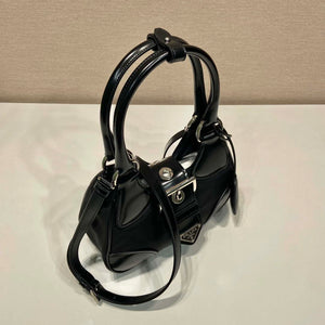 Prada 1BA368 Prada Moon Re-Nylon and leather bag Black - Default Title - View 2