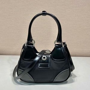 Prada 1BA368 Prada Moon Re-Nylon and leather bag Black - Default Title - View 3