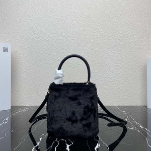 Prada 1BA373 Prada Panier shearling mini-bag Black - Default Title - View 2