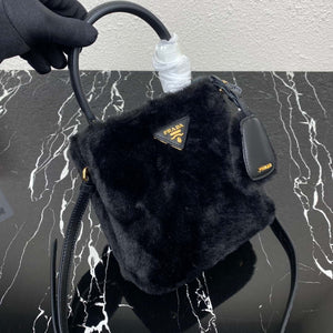 Prada 1BA373 Prada Panier shearling mini-bag Black - Default Title - View 5