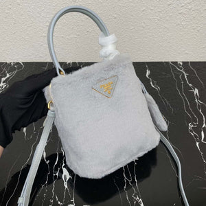 Prada 1BA373 Prada Panier shearling mini-bag Gray - Default Title - View 5