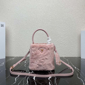 Prada 1BA373 Prada Panier shearling mini-bag Pink - Default Title - View 1