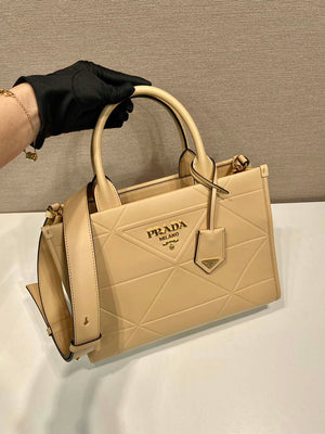 Prada 1BA379 Small leather Prada Symbole bag with topstitching Apricot - Default Title - View 2