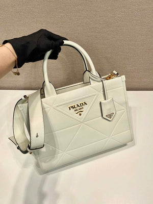 Prada 1BA379 Small leather Prada Symbole bag with topstitching White - Default Title - View 2