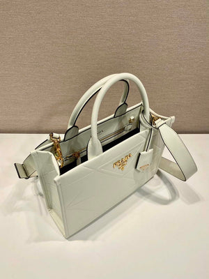 Prada 1BA379 Small leather Prada Symbole bag with topstitching White - Default Title - View 3