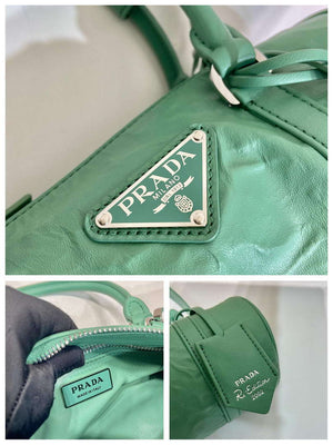 Prada 1BA389 Antique Nappa Leather Handbag Green - Default Title - View 9