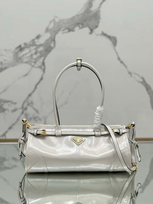 Prada 1BA426 Medium leather handbag Silver Gray - Default Title - View 1