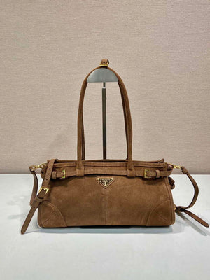 Prada 1BA426 Medium suede handbag Brown - Default Title - View 1