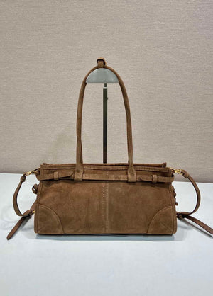 Prada 1BA426 Medium suede handbag Brown - Default Title - View 3