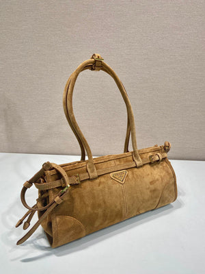 Prada 1BA426 Medium suede handbag Cinnamon - Default Title - View 2