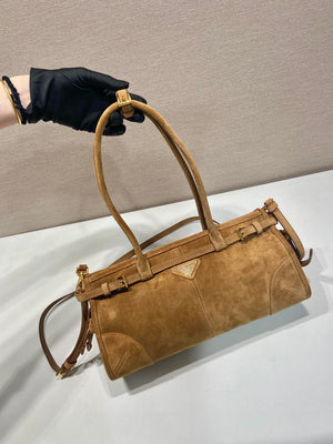 Prada 1BA426 Medium suede handbag Cinnamon - Default Title - View 3