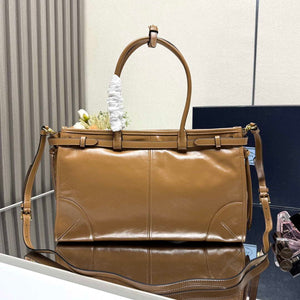 Prada 1BA433 Large Leather Handbag Brown - Default Title - View 2