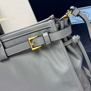 Prada 1BA433 Large Leather Handbag Gray - Default Title - View 6