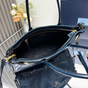 Prada 1BA433 Large Leather Handbag Navy Blue - Default Title - View 8