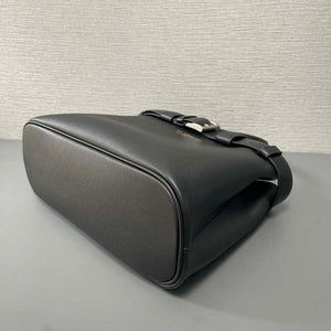 Prada 1BA434 Black Prada Buckle Medium Leather Handbag With Belt - Default Title - View 7