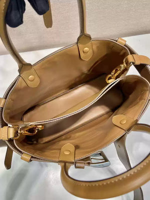 Prada 1BA434 Caramel Prada Buckle Medium Leather Handbag With Belt - Default Title - View 8