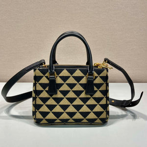 Prada 1BA906 Galleria embroidered fabric bag Black and Beige - Default Title - View 7