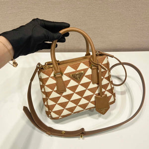 Prada 1BA906 Galleria embroidered fabric bag Brown and Beige - Default Title - View 3