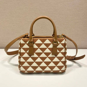 Prada 1BA906 Galleria embroidered fabric bag Brown and Beige - Default Title - View 4