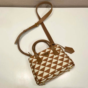 Prada 1BA906 Galleria embroidered fabric bag Brown and Beige - Default Title - View 5