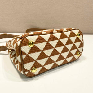 Prada 1BA906 Galleria embroidered fabric bag Brown and Beige - Default Title - View 7