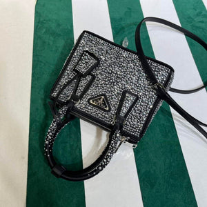 Prada 1BA906 Galleria satin mini-bag with crystals Black - Default Title - View 11