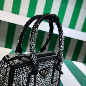 Prada 1BA906 Galleria satin mini-bag with crystals Black - Default Title - View 5