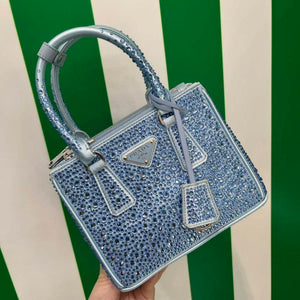 Prada 1BA906 Galleria satin mini-bag with crystals Blue - Default Title - View 1