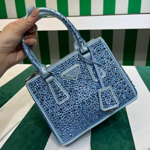Prada 1BA906 Galleria satin mini-bag with crystals Blue - Default Title - View 6