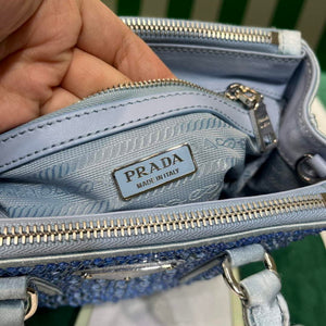Prada 1BA906 Galleria satin mini-bag with crystals Blue - Default Title - View 9