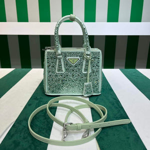 Prada 1BA906 Galleria satin mini-bag with crystals Green - Default Title - View 3