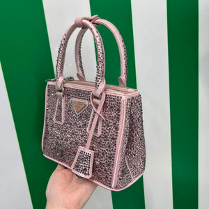 Prada 1BA906 Galleria satin mini-bag with crystals Pink - Default Title - View 2