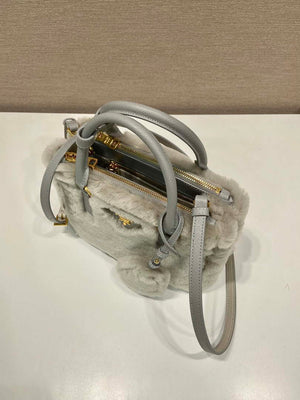Prada 1BA906 Galleria Triangle Logo Mini Bag Gray Ladies Sheepskin - Default Title - View 3