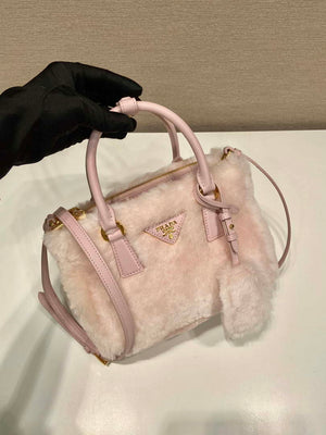 Prada 1BA906 Galleria Triangle Logo Mini Bag Pink Ladies Sheepskin - Default Title - View 2