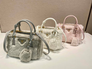 Prada 1BA906 Galleria Triangle Logo Mini Bag White Ladies Sheepskin - Default Title - View 2