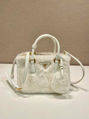 Prada 1BA906 Galleria Triangle Logo Mini Bag White Ladies Sheepskin - Default Title - View 1