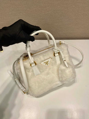 Prada 1BA906 Galleria Triangle Logo Mini Bag White Ladies Sheepskin - Default Title - View 3