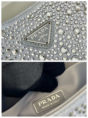 Prada 1BC169 Prada Cleo satin bag with appliqu¨¦s White - Default Title - View 8