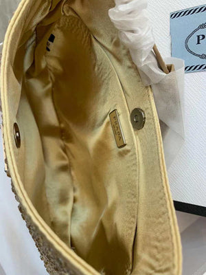 Prada 1BC169 Prada Cleo satin bag with appliqu¨¦s Gold - Default Title - View 14