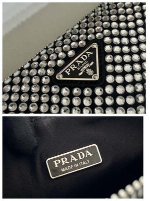 Prada 1BC190 Prada Triangle satin mini-bag with crystals Black - Default Title - View 9