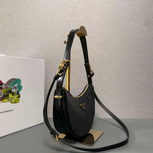 Prada 1BC194 Prada Arqu¨¦ Re-Nylon and Brushed Leather Shoulder Bag Black - Default Title - View 3