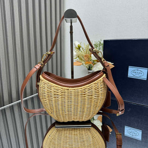 Prada 1BC202 Wicker and leather Prada Arqu¨¦ bag Natural - Default Title - View 3
