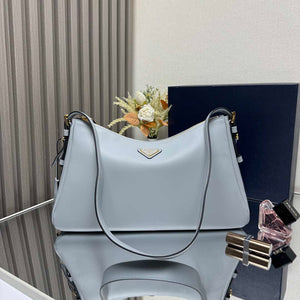 Prada 1BC228 Prada Aim¨¨e Large leather shoulder bag Light Blue - Default Title - View 1
