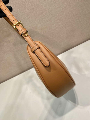 Prada 1BC255 Prada Demi-lune large leather shoulder bag Brown - Default Title - View 6