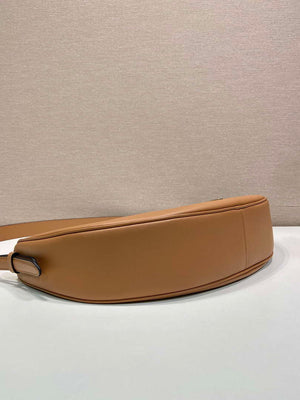 Prada 1BC255 Prada Demi-lune large leather shoulder bag Brown - Default Title - View 7