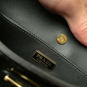 Prada 1BC499 Cleo brushed Gradient leather shoulder bag relief flower Black - Default Title - View 9
